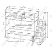 Двоярусне ліжко з додатковим спальним місцем Цюріх Fmebel