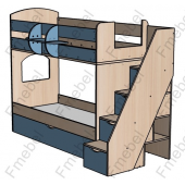 Двоярусне ліжко з додатковим спальним місцем Цюріх Fmebel