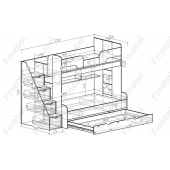 Двоярусне ліжко з додатковим спальним місцем Брюссель Fmebel