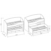 Двухъярусная кровать низкая Вашингтон Fmebel 80x190/200