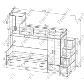 Двухъярусная кровать с дополнительным спальным местом Фарго Fmebel 80x190