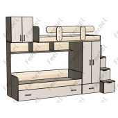 Двоярусне ліжко з додатковим спальним місцем Фарго Fmebel 80x190