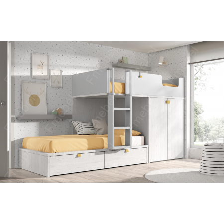 Двухъярусная кровать со шкафом Акапулько Fmebel 90x200