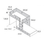Двухъярусная кровать со шкафом Акапулько Fmebel 90x200