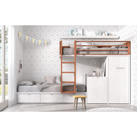 Двоярусне ліжко з шафою та столом Ла-Пас Fmebel 90x200