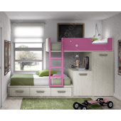 Двухъярусная кровать со шкафом и столом Ла-Пас Fmebel 90x200