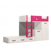 Двухъярусная кровать со шкафом и столом Ла-Пас Fmebel 90x200