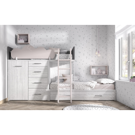 Двухъярусная кровать со шкафом Мехико Fmebel 90x200