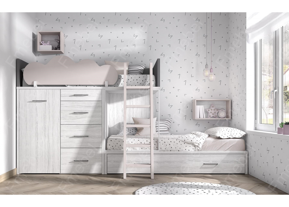 Двухъярусная кровать со шкафом Мехико Fmebel 90x200