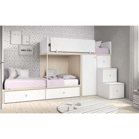 Двухъярусная кровать со шкафом Вестланд Fmebel 90x200