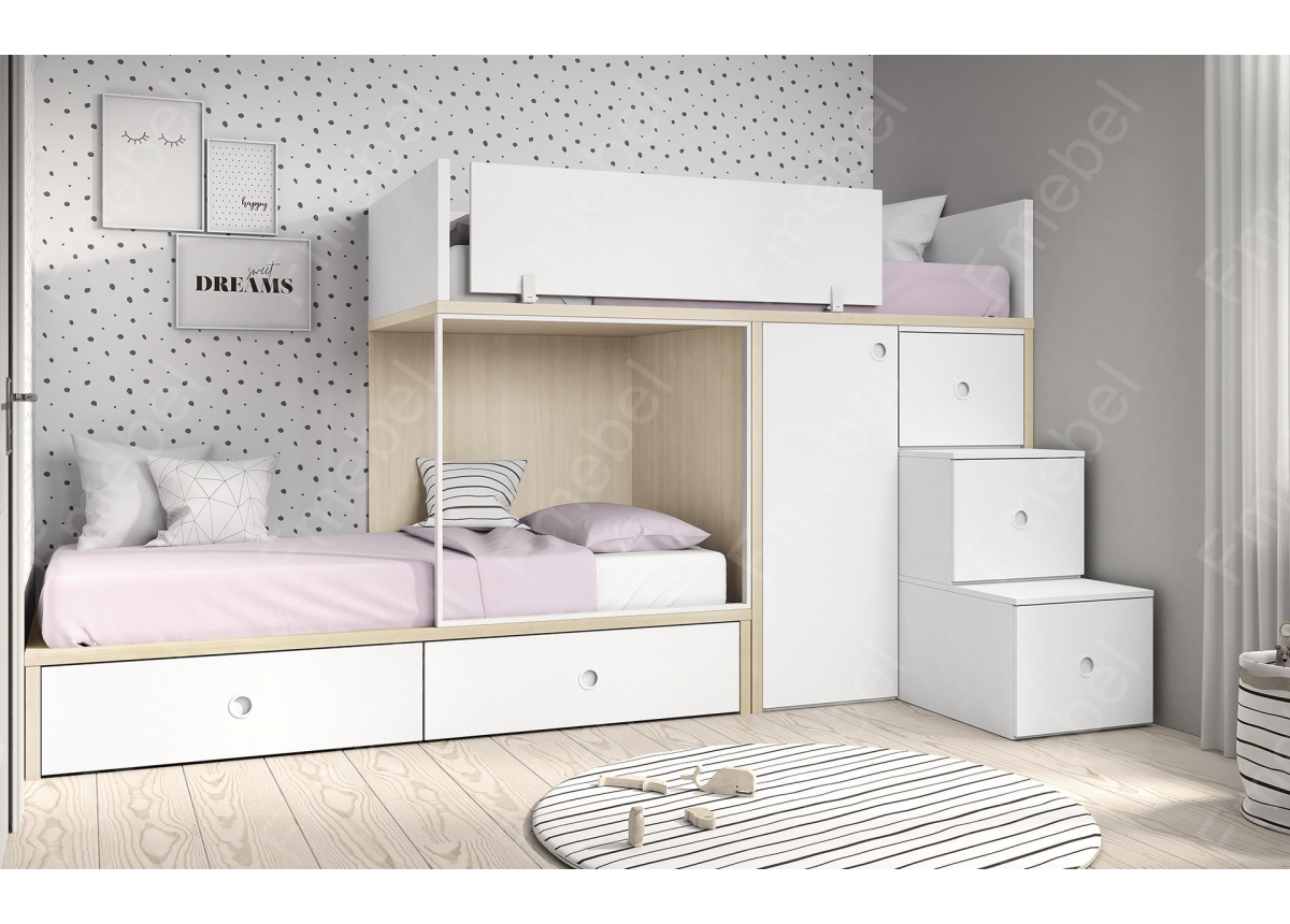 Двухъярусная кровать со шкафом Вестланд Fmebel 90x200