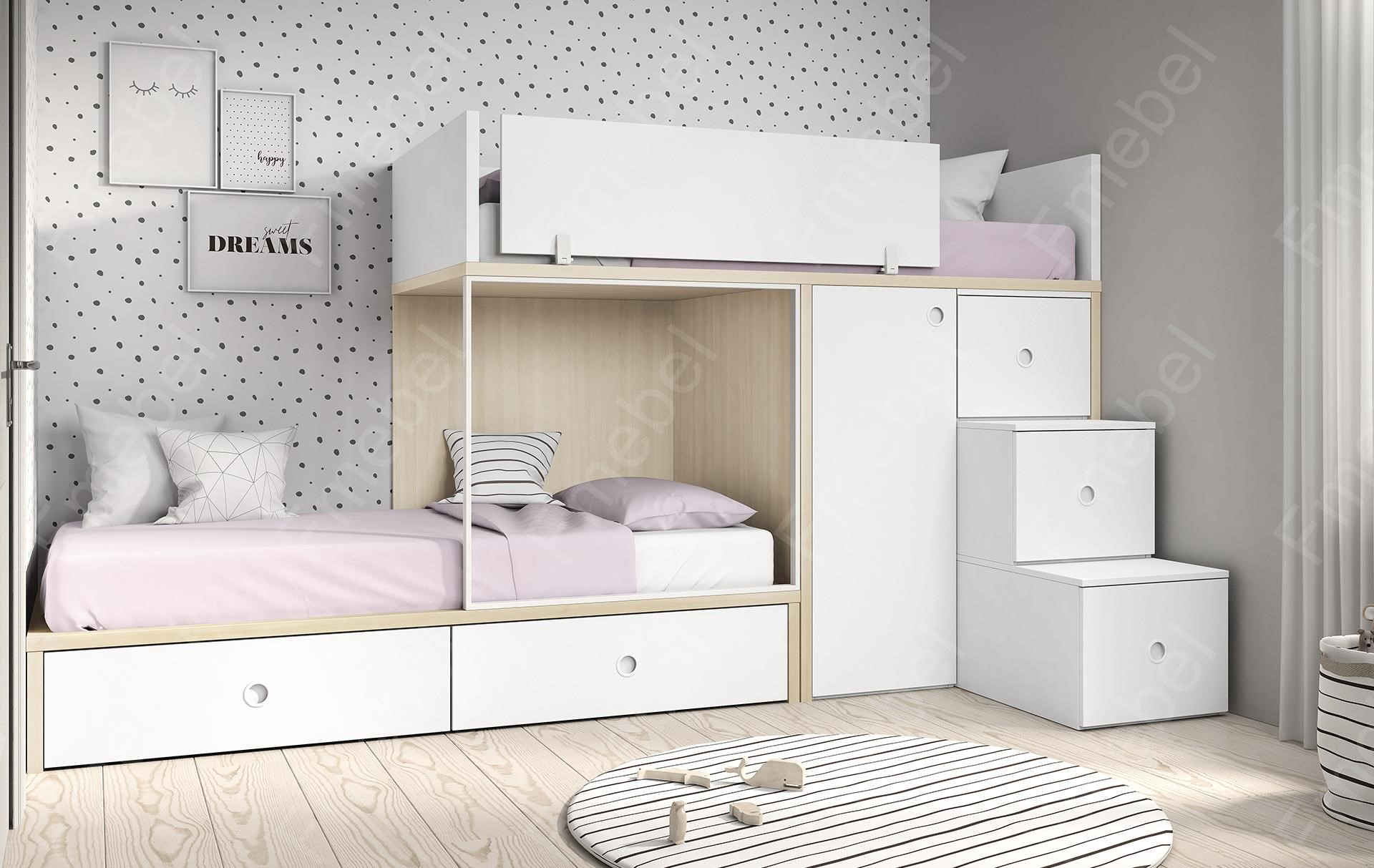 Двухъярусная кровать со шкафом Вестланд Fmebel 90x200