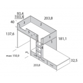 Двухъярусная кровать со шкафом Вестланд Fmebel 90x200