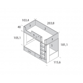 Двоярусне ліжко з шафою Танзанія Fmebel 90x200