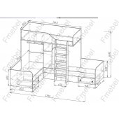 Двухъярусная трехместная кровать Луксор Fmebel 80x190