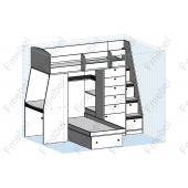 Кровать-чердак со столом двухместная Оксфорд Fmebel