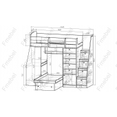 Кровать-чердак со столом двухместная Оксфорд Fmebel