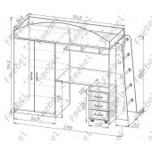 Кровать-чердак со столом Дакар Fmebel 