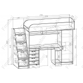Кровать-чердак со столом Сингапур Fmebel