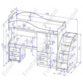 Ліжко-горище зі столом Сідней Fmebel