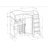 Кровать-чердак со столом Рейкьявик Fmebel