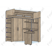 Кровать-чердак со столом Сан-Диего Fmebel 80x180
