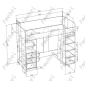 Кровать-чердак со столом Орландо Fmebel 80х190