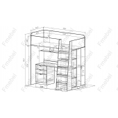 Кровать-чердак со столом Барбадос Fmebel 80х190