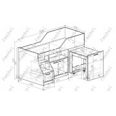 Кровать-чердак со столом Мичиган Fmebel 80х190