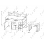 Кровать-чердак со столом Невада Fmebel 80х190