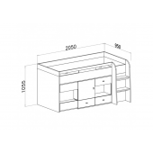 Кровать-чердак со столом Юта Fmebel 80х190