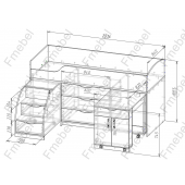 Ліжко-горище зі столом Вайомінг Fmebel 80х190