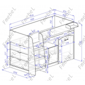 Кровать-чердак со столом Аляска Fmebel 80х190