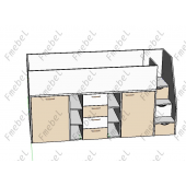 Ліжко-горище з шафою Вісконсін Fmebel 90x200