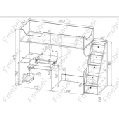 Кровать-чердак с местом под диван Кентукки Fmebel 80x200