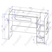 Кровать-чердак с местом под диван Коннектикут Fmebel 80x190