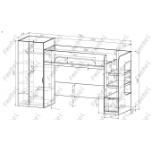 Кровать-чердак с местом под диван Луизиана Fmebel