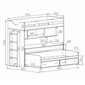 Кровать-чердак со столом Квинсленд Fmebel 80x190