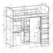 Кровать-чердак со столом Верона Fmebel 80x190