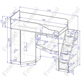 Кровать-чердак со столом Мидленд Fmebel 80x190