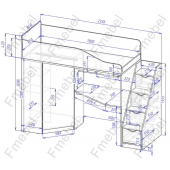 Ліжко-горище зі столом Мідленд Fmebel 80x190