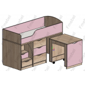 Кровать-чердак со столом Конкорд Fmebel 70x160