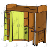 Кровать-чердак со столом Бруклин  Fmebel 90x190