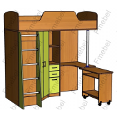 Кровать-чердак со столом Бруклин  Fmebel 90x190