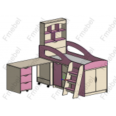 Кровать-чердак со столом Канзас Fmebel 80x180