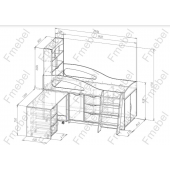Кровать-чердак со столом Канзас Fmebel 80x180