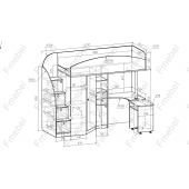 Ліжко-горище зі столом Талса Fmebel 80x190