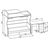 Ліжко-горище зі столом Порту Fmebel 80x190