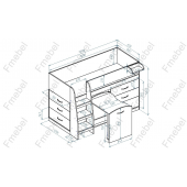 Ліжко-горище зі столом Аляска-2 Fmebel 80х190