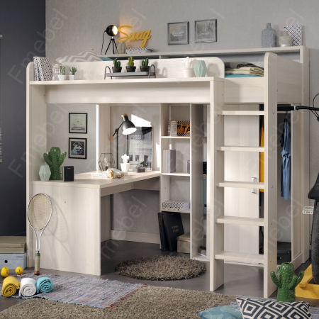 Кровать-чердак со столом и шкафом Тулуза Fmebel 90x200